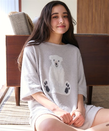 LAFUKU 【LAFUKU/ラフク】マシュマロタッチアニマルジャガード半袖プルオーバー&ショートパンツSET（ルームウェア/パジャマ）_subthumb_2