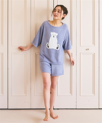 LAFUKU 【LAFUKU/ラフク】マシュマロタッチアニマルジャガード半袖プルオーバー&ショートパンツSET（ルームウェア/パジャマ）_subthumb_4