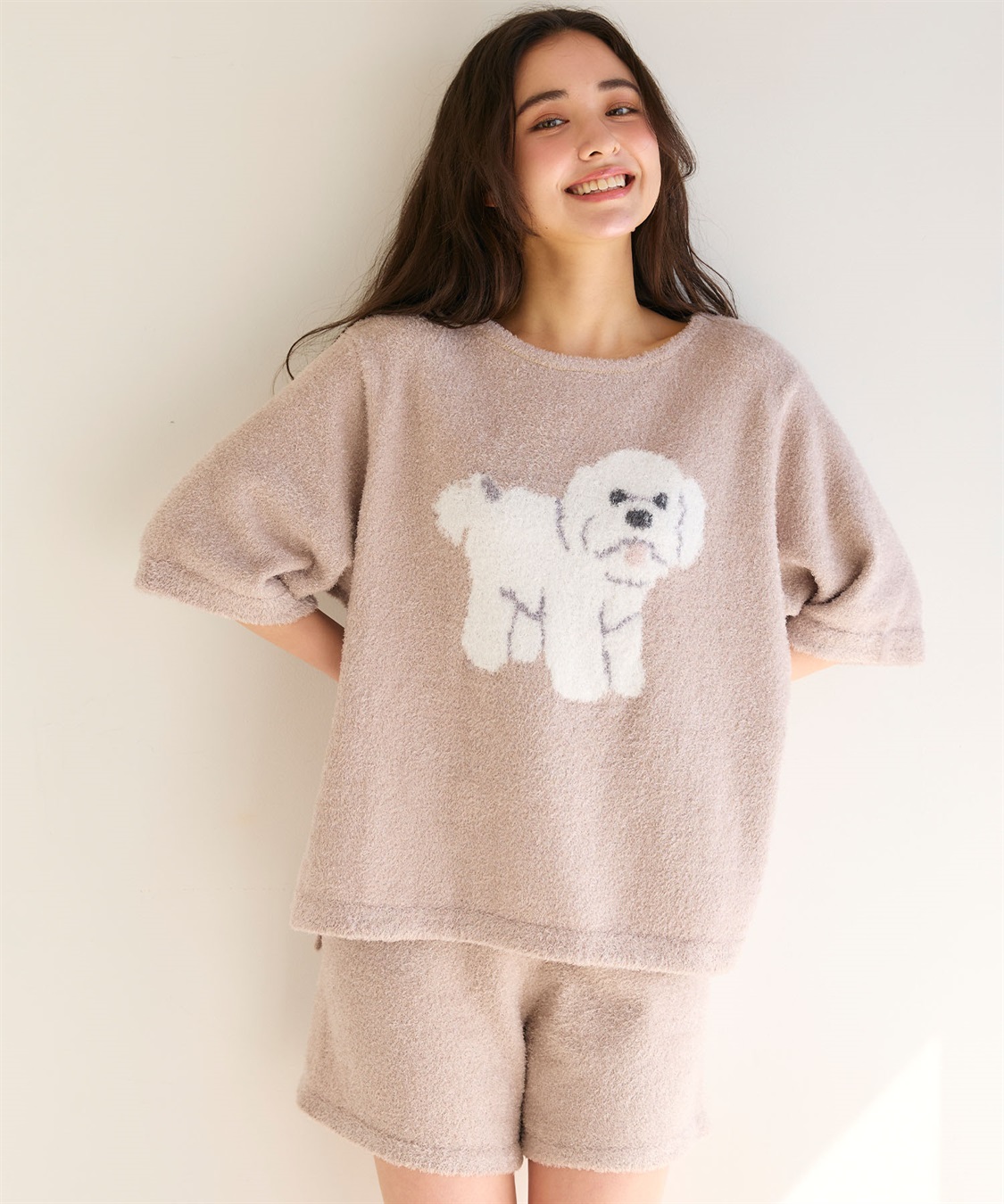 LAFUKU 【LAFUKU/ラフク】マシュマロタッチアニマルジャガード半袖プルオーバー&ショートパンツSET（ルームウェア/パジャマ）_sub_6