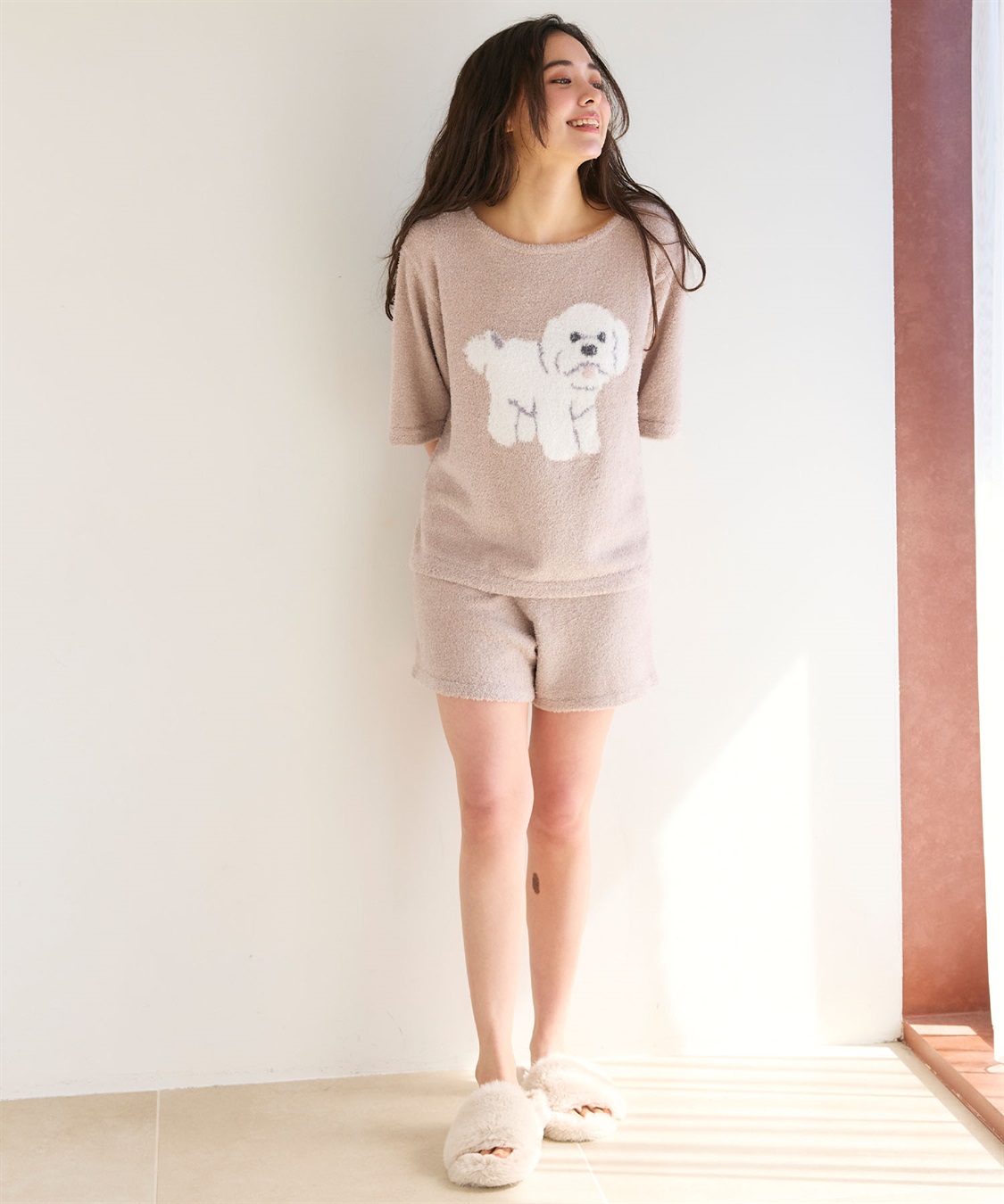 LAFUKU 【LAFUKU/ラフク】マシュマロタッチアニマルジャガード半袖プルオーバー&ショートパンツSET（ルームウェア/パジャマ）_sub_8
