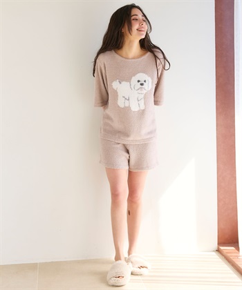 LAFUKU 【LAFUKU/ラフク】マシュマロタッチアニマルジャガード半袖プルオーバー&ショートパンツSET（ルームウェア/パジャマ）_subthumb_8