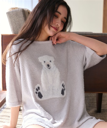 LAFUKU 【LAFUKU/ラフク】マシュマロタッチアニマルジャガード半袖プルオーバー&ショートパンツSET（ルームウェア/パジャマ）_subthumb_9