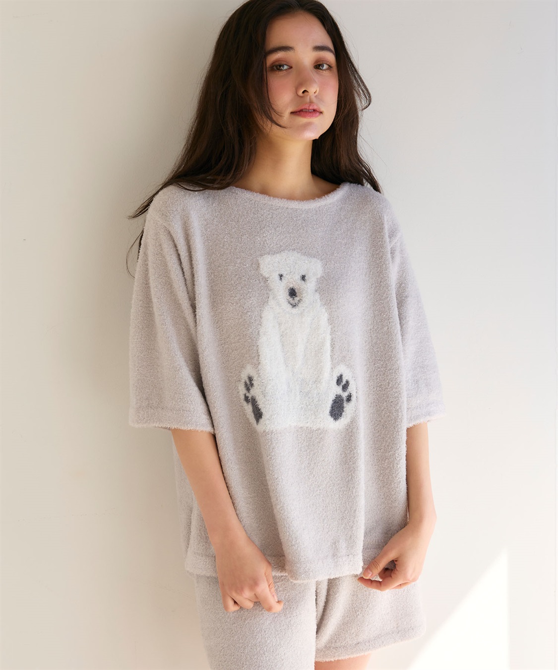 LAFUKU 【LAFUKU/ラフク】マシュマロタッチアニマルジャガード半袖プルオーバー&ショートパンツSET（ルームウェア/パジャマ）_sub_10