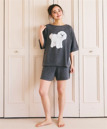 LAFUKU 【LAFUKU/ラフク】マシュマロタッチアニマルジャガード半袖プルオーバー&ショートパンツSET（ルームウェア/パジャマ）_subthumb_13