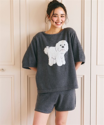 LAFUKU 【LAFUKU/ラフク】マシュマロタッチアニマルジャガード半袖プルオーバー&ショートパンツSET（ルームウェア/パジャマ）_subthumb_14