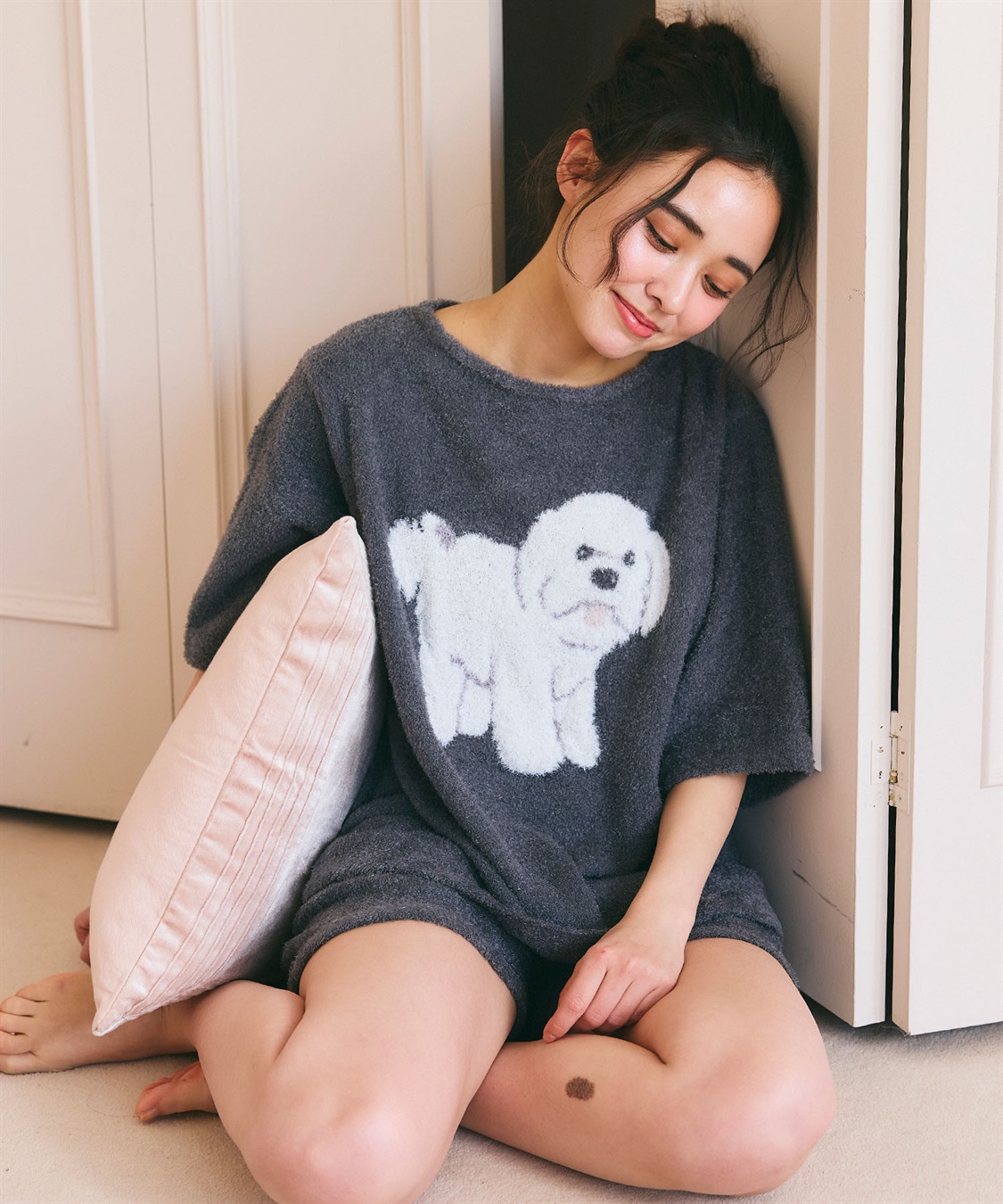 LAFUKU 【LAFUKU/ラフク】マシュマロタッチアニマルジャガード半袖プルオーバー&ショートパンツSET（ルームウェア/パジャマ）_sub_15