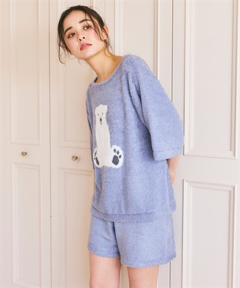 LAFUKU 【LAFUKU/ラフク】マシュマロタッチアニマルジャガード半袖プルオーバー&ショートパンツSET（ルームウェア/パジャマ）_subthumb_17