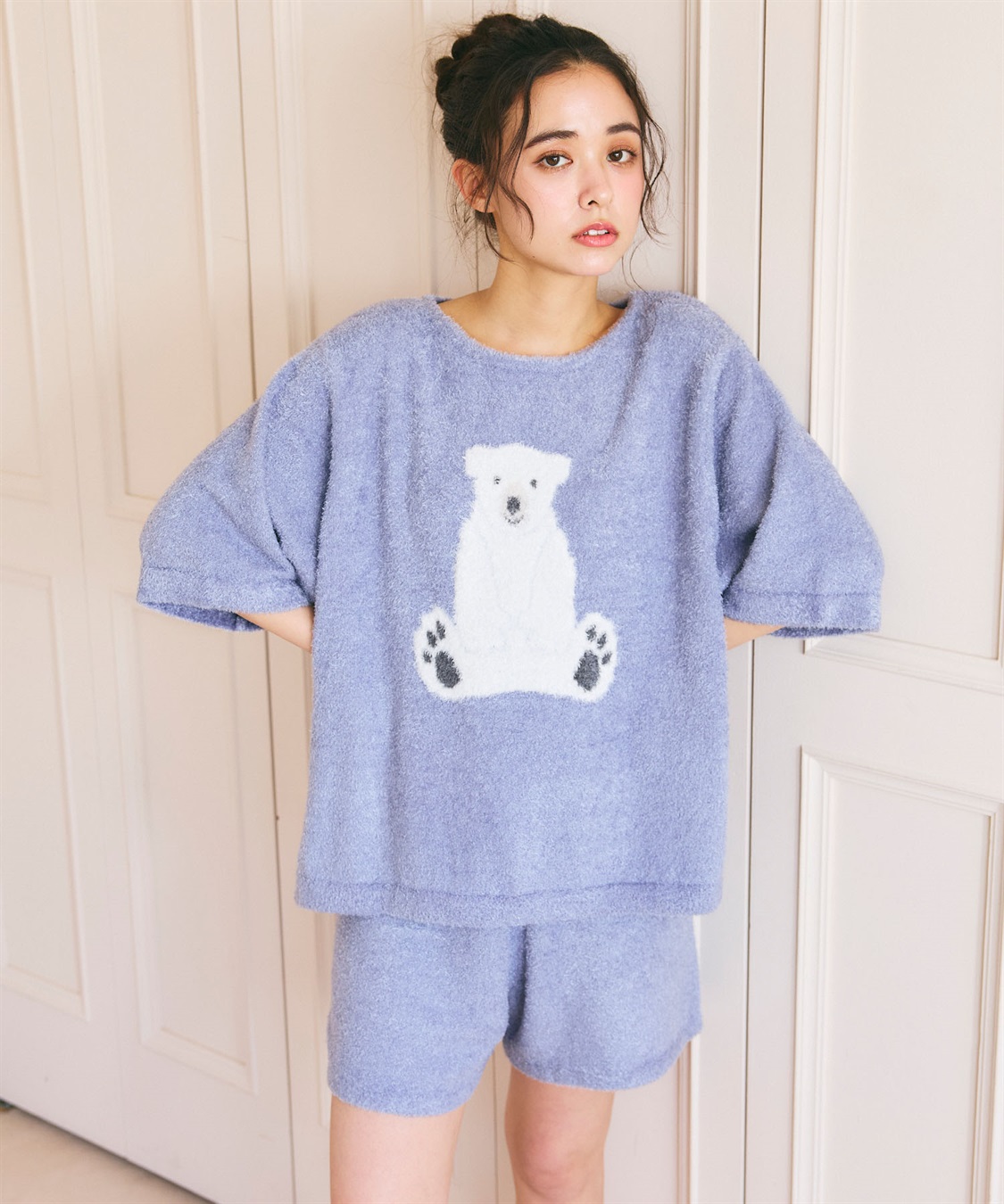 LAFUKU 【LAFUKU/ラフク】マシュマロタッチアニマルジャガード半袖プルオーバー&ショートパンツSET（ルームウェア/パジャマ）_sub_18