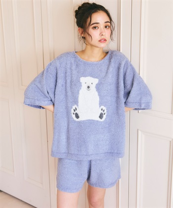 LAFUKU 【LAFUKU/ラフク】マシュマロタッチアニマルジャガード半袖プルオーバー&ショートパンツSET（ルームウェア/パジャマ）_subthumb_18