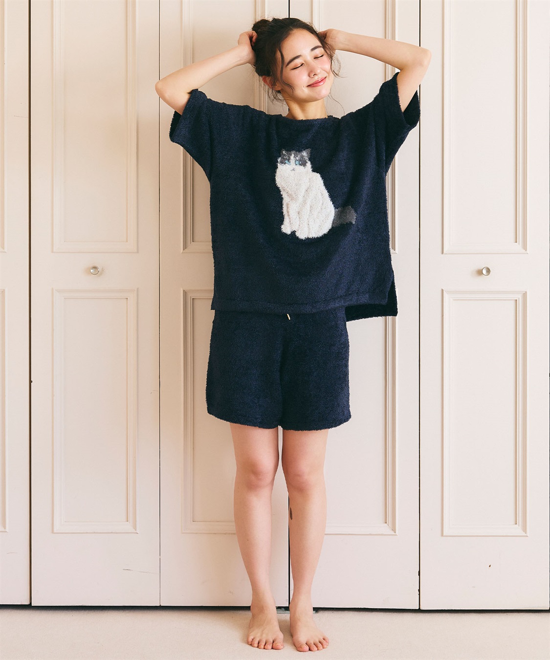 LAFUKU 【LAFUKU/ラフク】マシュマロタッチアニマルジャガード半袖プルオーバー&ショートパンツSET（ルームウェア/パジャマ）_sub_23