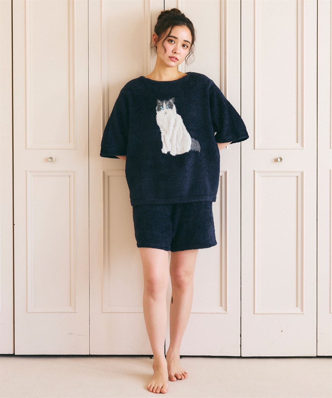LAFUKU 【LAFUKU/ラフク】マシュマロタッチアニマルジャガード半袖プルオーバー&ショートパンツSET（ルームウェア/パジャマ）_sub_24