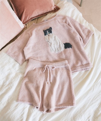 LAFUKU 【LAFUKU/ラフク】マシュマロタッチアニマルジャガード半袖プルオーバー&ショートパンツSET（ルームウェア/パジャマ）_subthumb_29