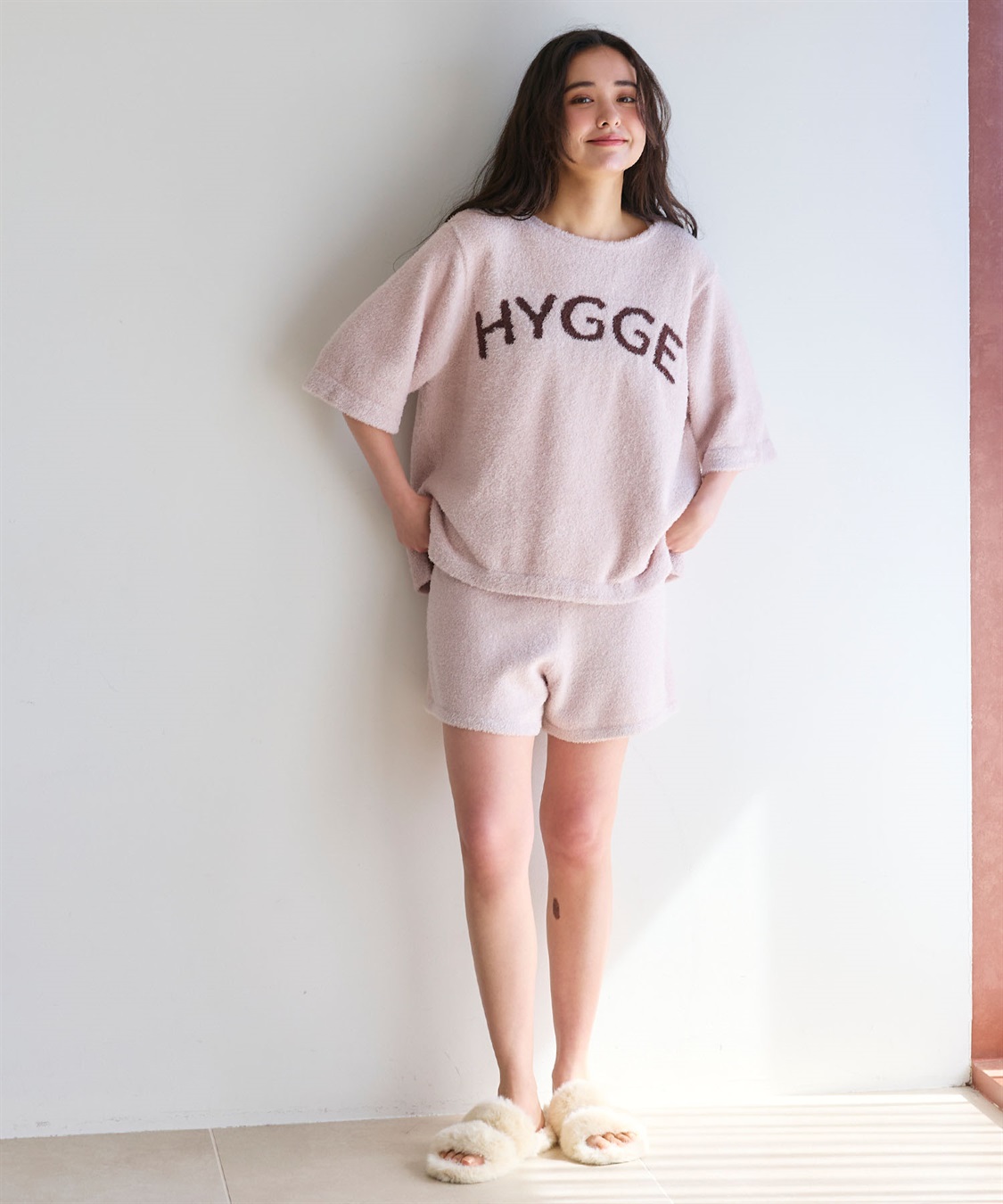 LAFUKU 【LAFUKU/ラフク】マシュマロタッチロゴジャガード半袖プルオーバー&ショートパンツSET（ルームウェア/パジャマ）_sub_7