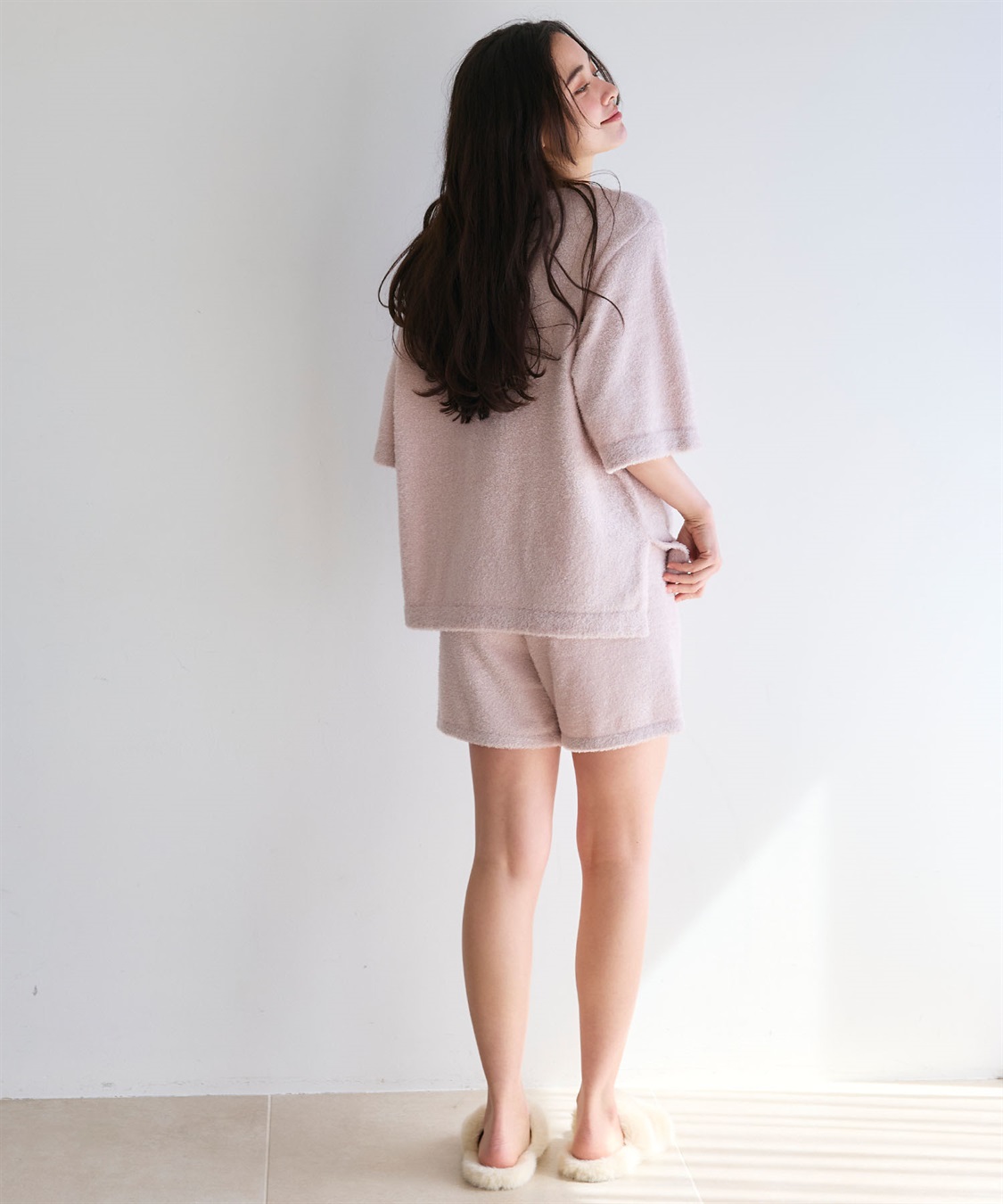 LAFUKU 【LAFUKU/ラフク】マシュマロタッチロゴジャガード半袖プルオーバー&ショートパンツSET（ルームウェア/パジャマ）_sub_9