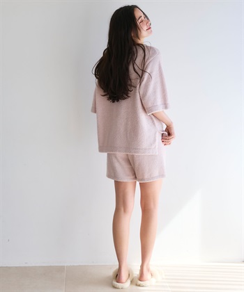 LAFUKU 【LAFUKU/ラフク】マシュマロタッチロゴジャガード半袖プルオーバー&ショートパンツSET（ルームウェア/パジャマ）_subthumb_9