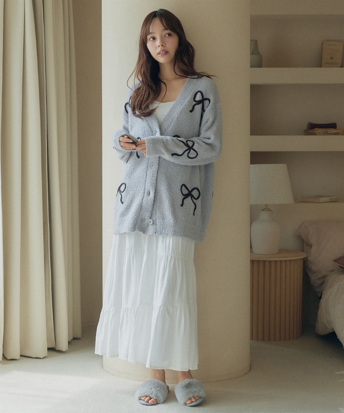 LAFUKU 【LAFUKU/ラフク】ましゅまろニットリボン柄コード刺繍ルームウェアカーディガン（上下別売り）_sub_10