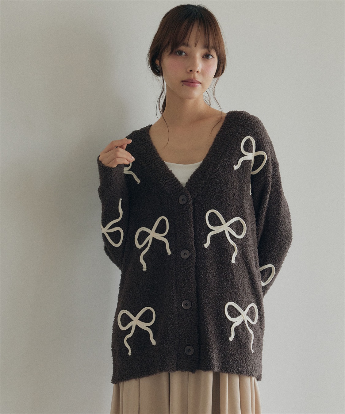 LAFUKU 【LAFUKU/ラフク】ましゅまろニットリボン柄コード刺繍ルームウェアカーディガン（上下別売り）_sub_12