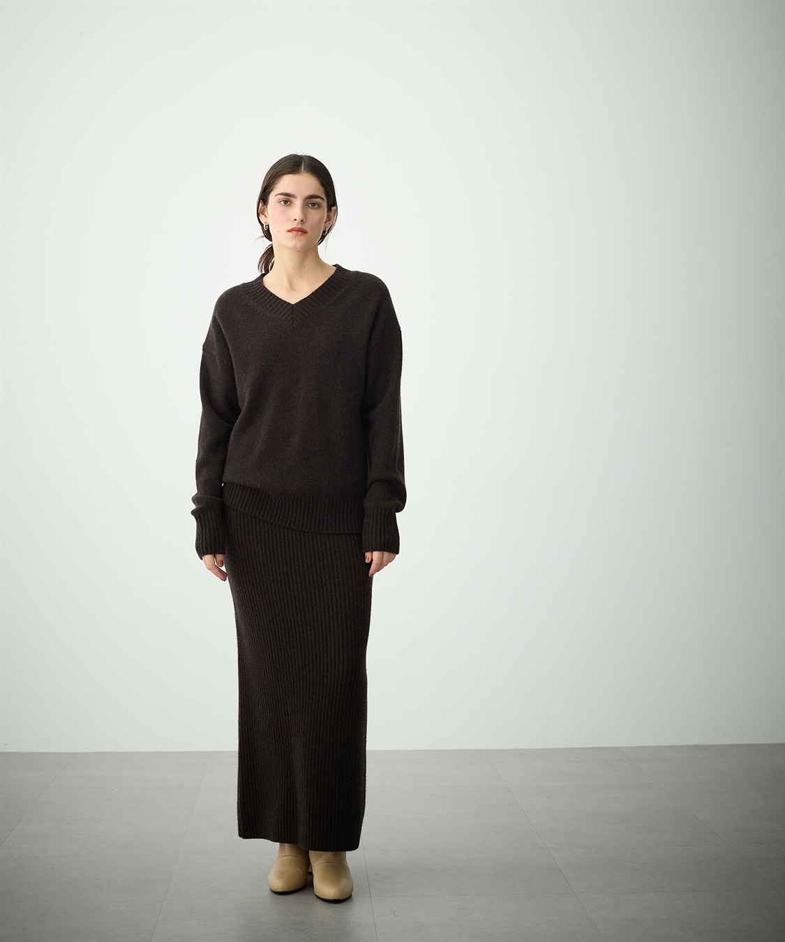 N.O.R.C ウールカシミヤリブニットスカート_sub_2