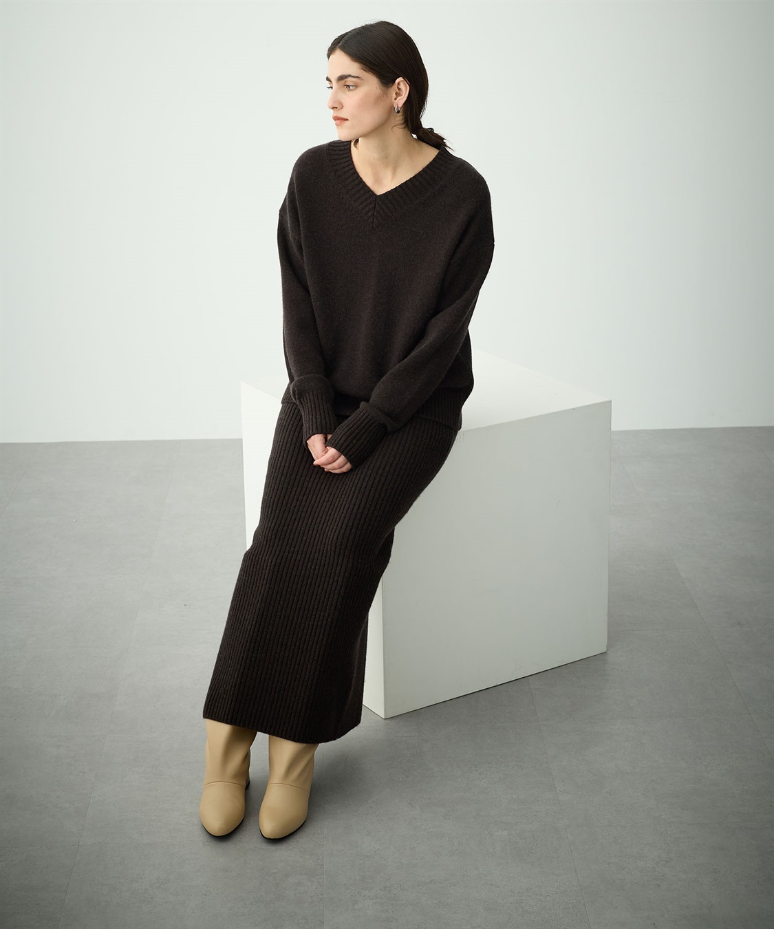 N.O.R.C ウールカシミヤリブニットスカート_sub_4