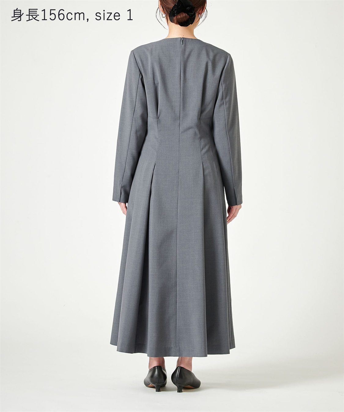 ウォシャブルタックフレアワンピース【CLEAN MOTION】 N.O.R.C｜クロス