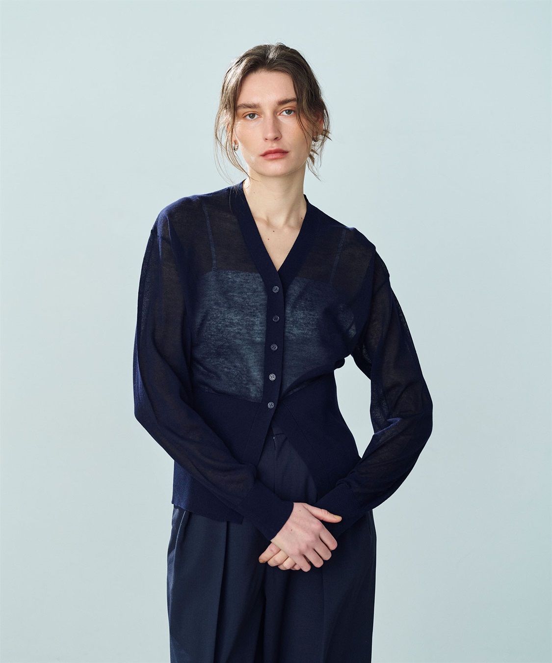 ブラック ロングニットカーディガン 美品✦ZARA ロングニットカーディガン M 黒ブラック ベルト付き