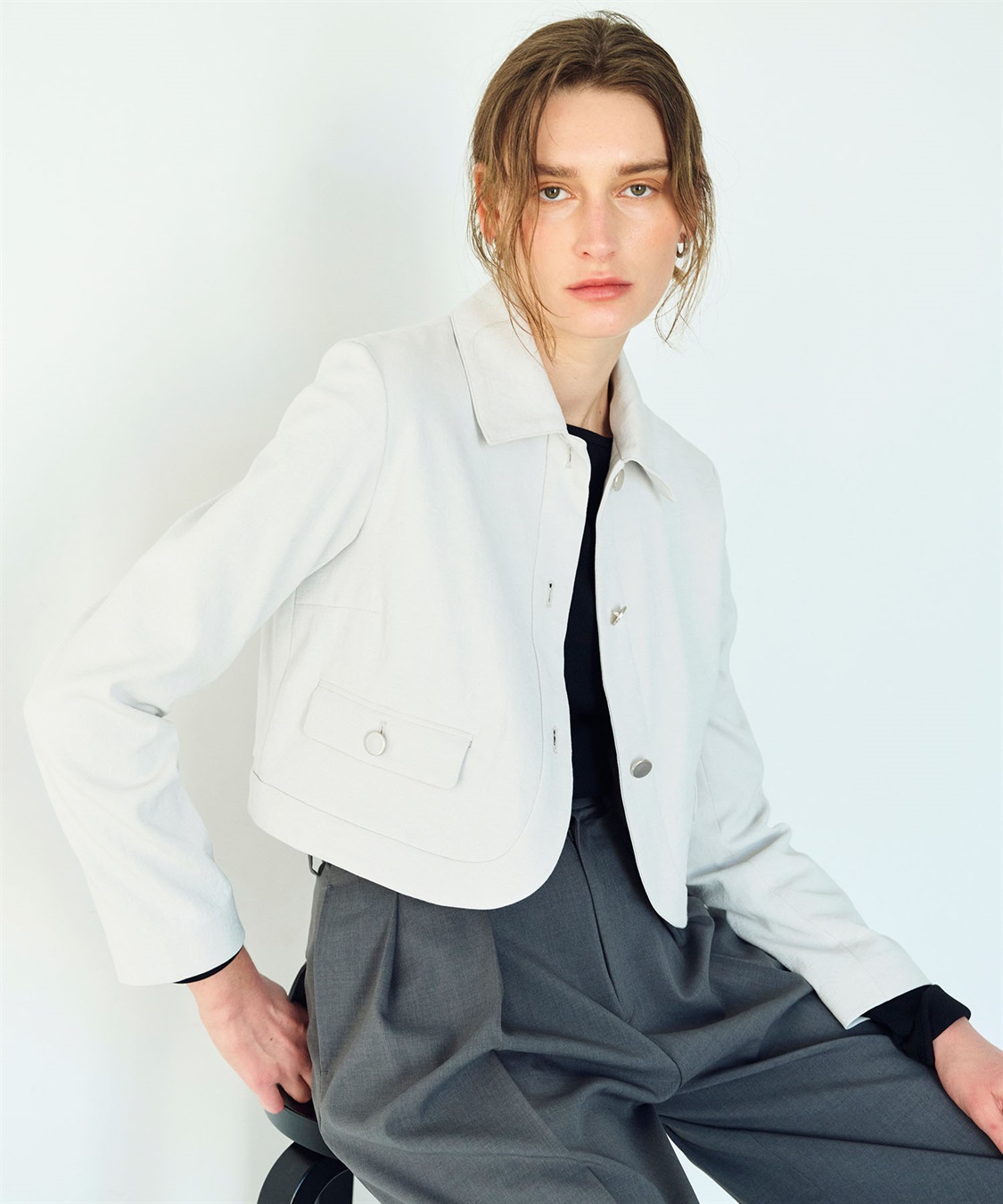 N.O.R.C 【リネンオックス】ラウンドショートジャケット_sub_2