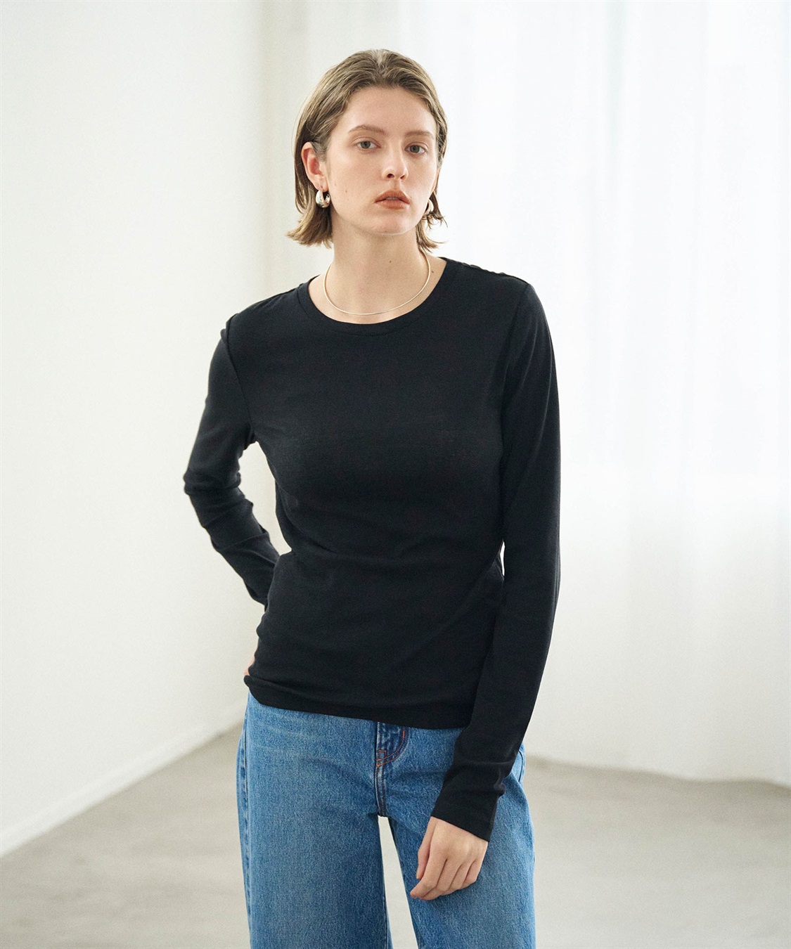 N.O.R.C コットンシアーロングスリーブトップス_sub_1