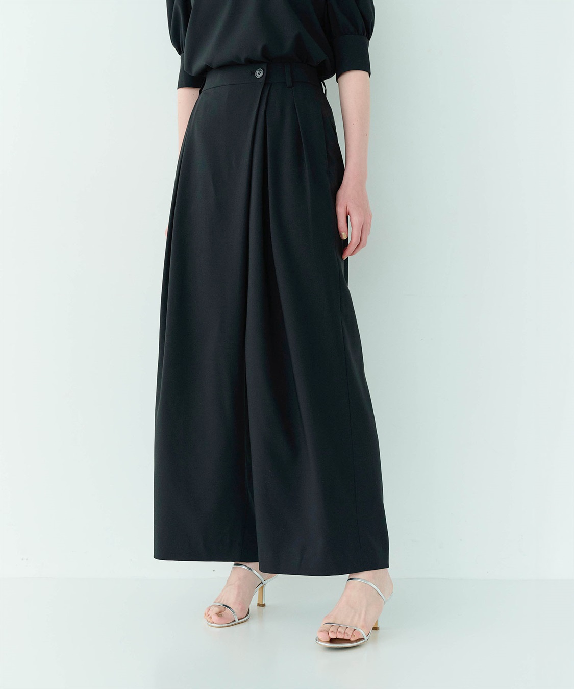 Y's ワイズ ///  コットンリネン後ラップパンツ 黒  size 2 保証書付】 Y´s 2 size 黒 コットンリネン後ラップパンツ