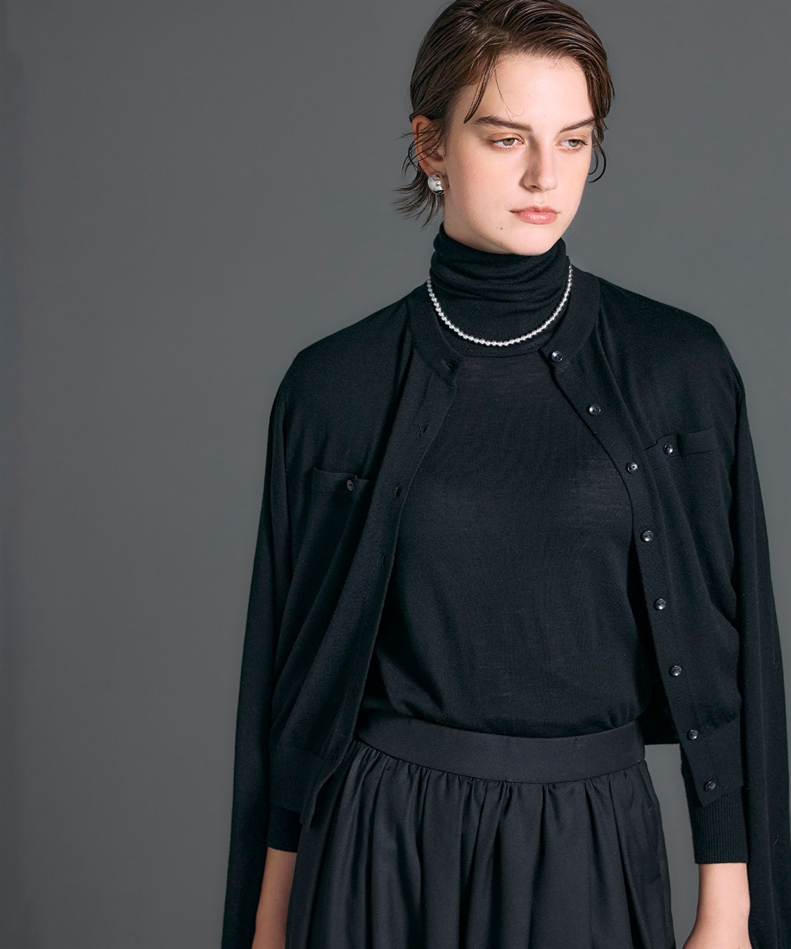 N.O.R.C メリノウールシアーニットカーディガン_sub_2