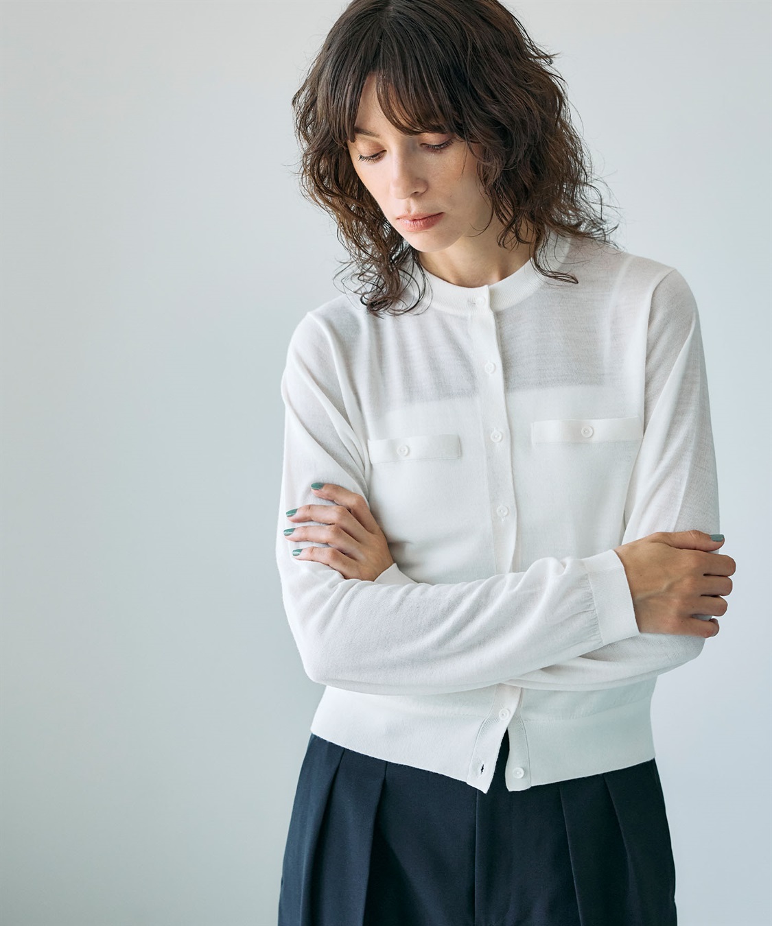 N.O.R.C メリノウールシアーニットカーディガン_sub_3