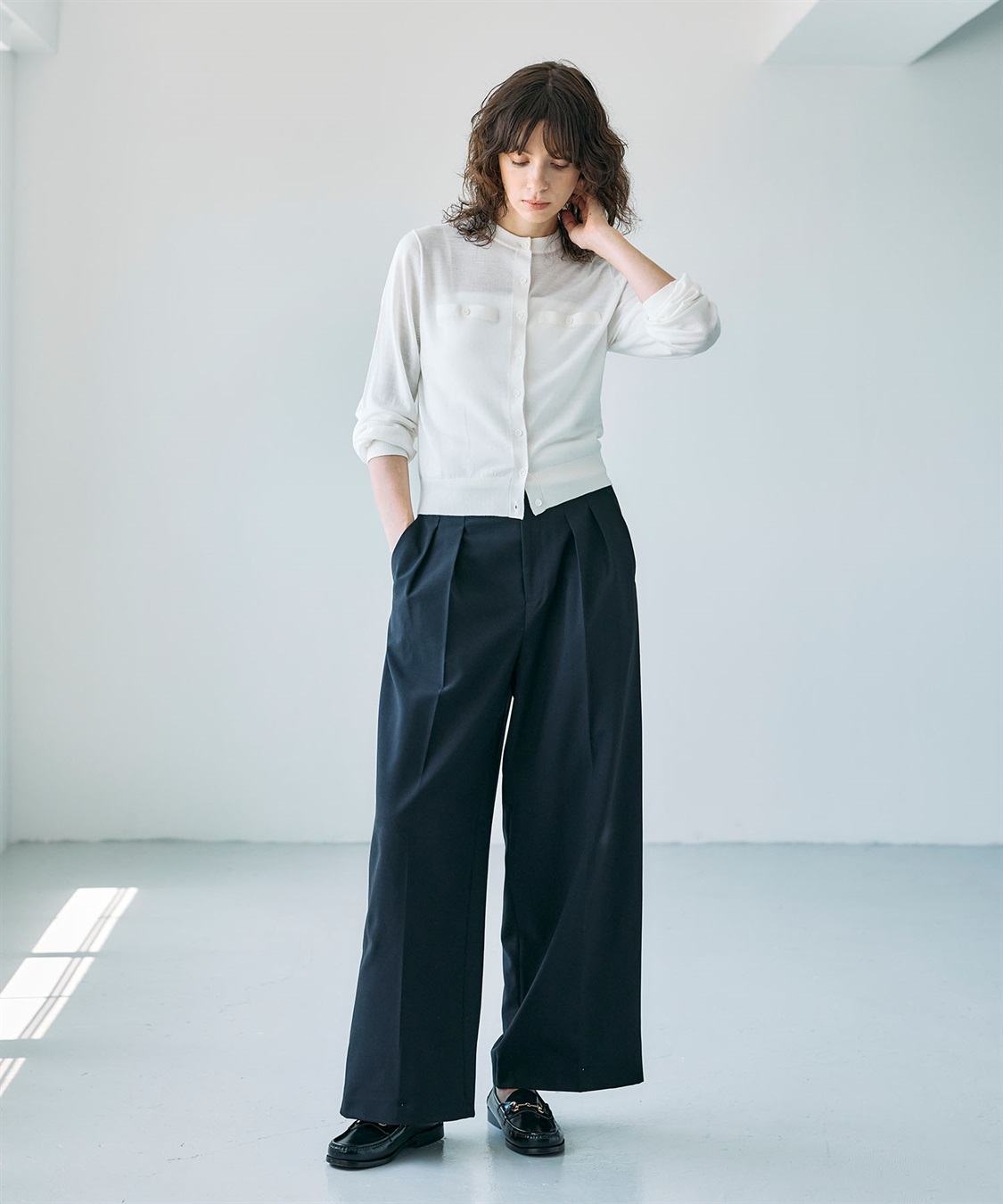 N.O.R.C メリノウールシアーニットカーディガン_sub_4