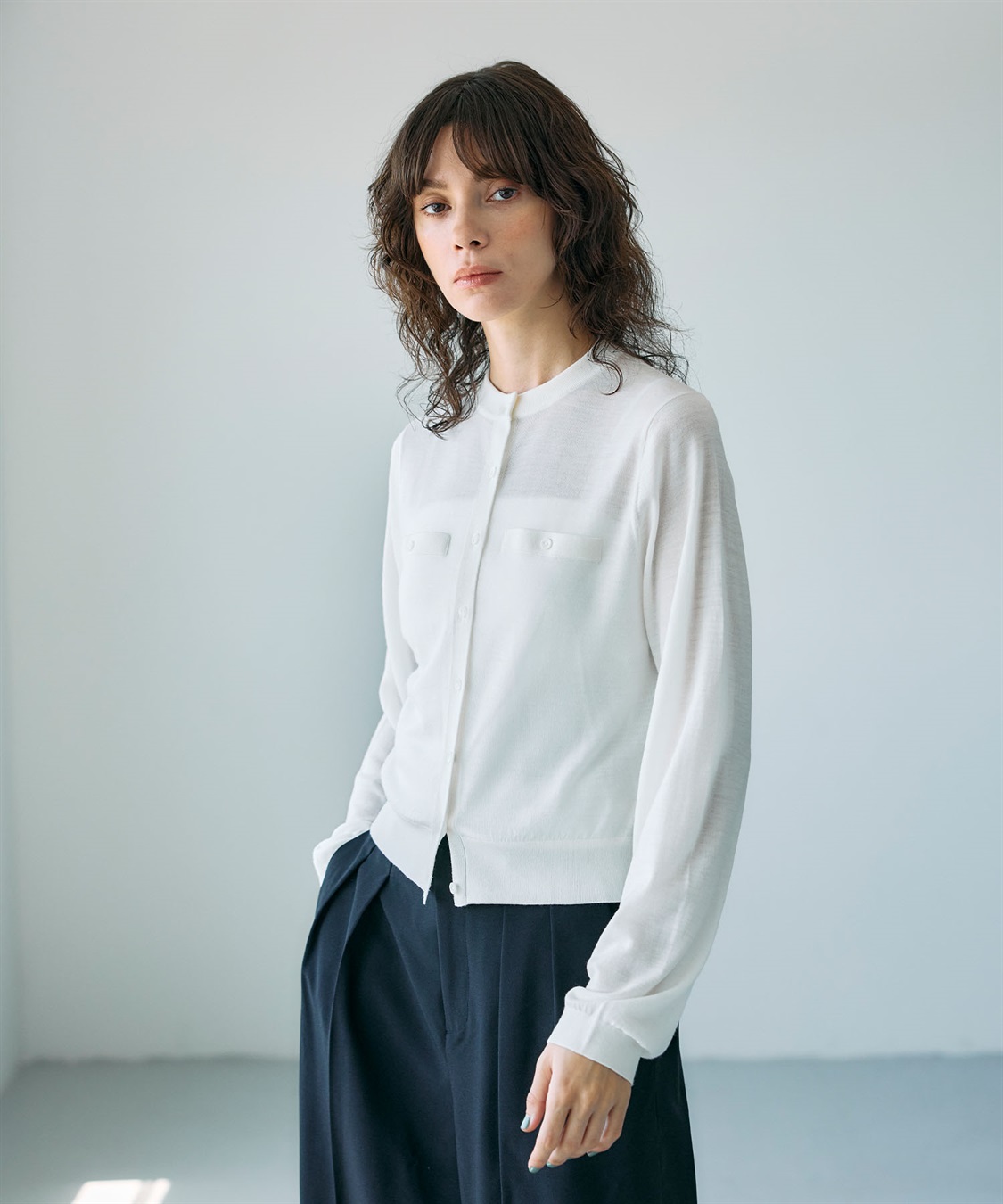 N.O.R.C メリノウールシアーニットカーディガン_sub_5