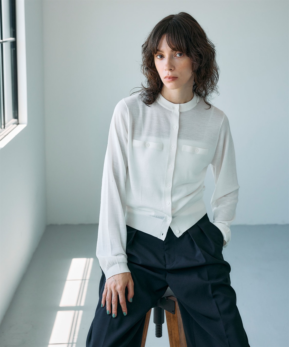 N.O.R.C メリノウールシアーニットカーディガン_sub_6