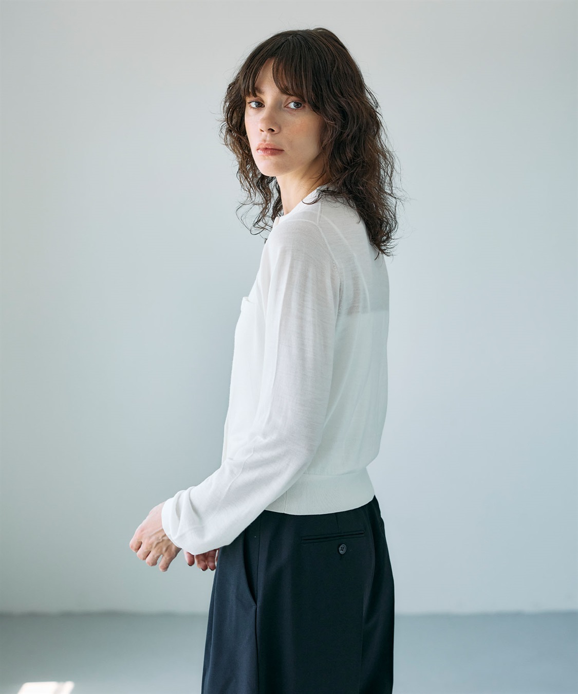 N.O.R.C メリノウールシアーニットカーディガン_sub_7