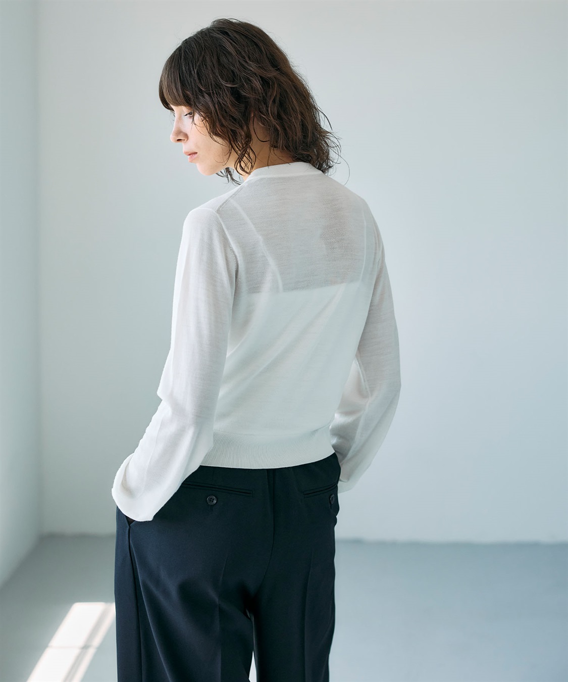 N.O.R.C メリノウールシアーニットカーディガン_sub_8