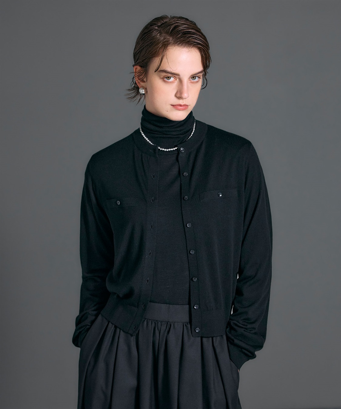 N.O.R.C メリノウールシアーニットカーディガン_sub_10