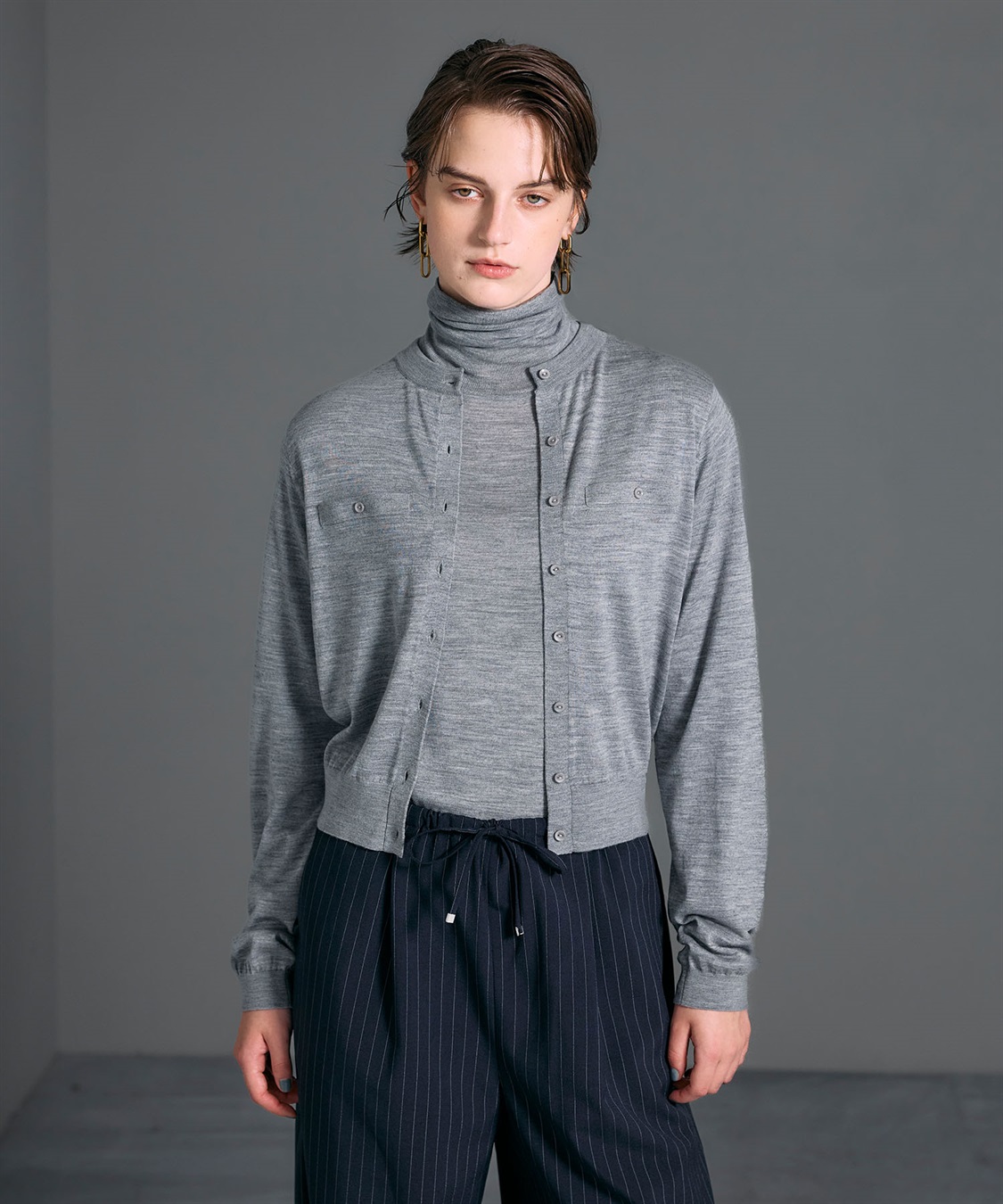 N.O.R.C メリノウールシアーニットカーディガン_sub_17