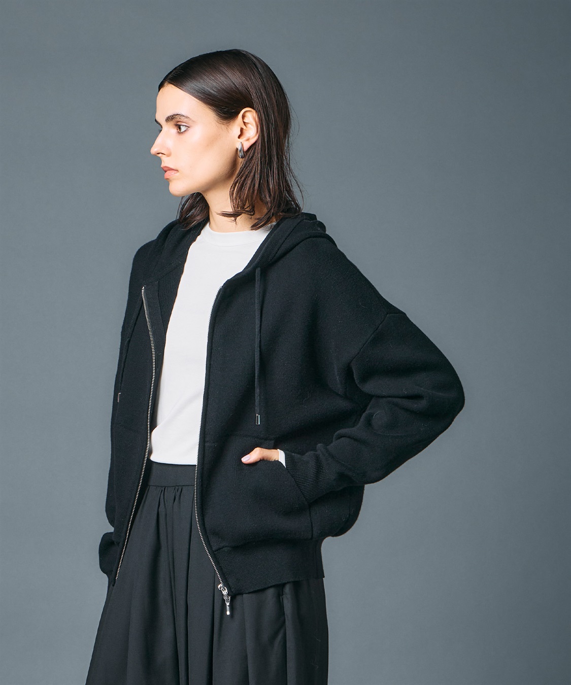 コットンカシミヤニットジップフーディー N.O.R.C｜クロスプラス公式