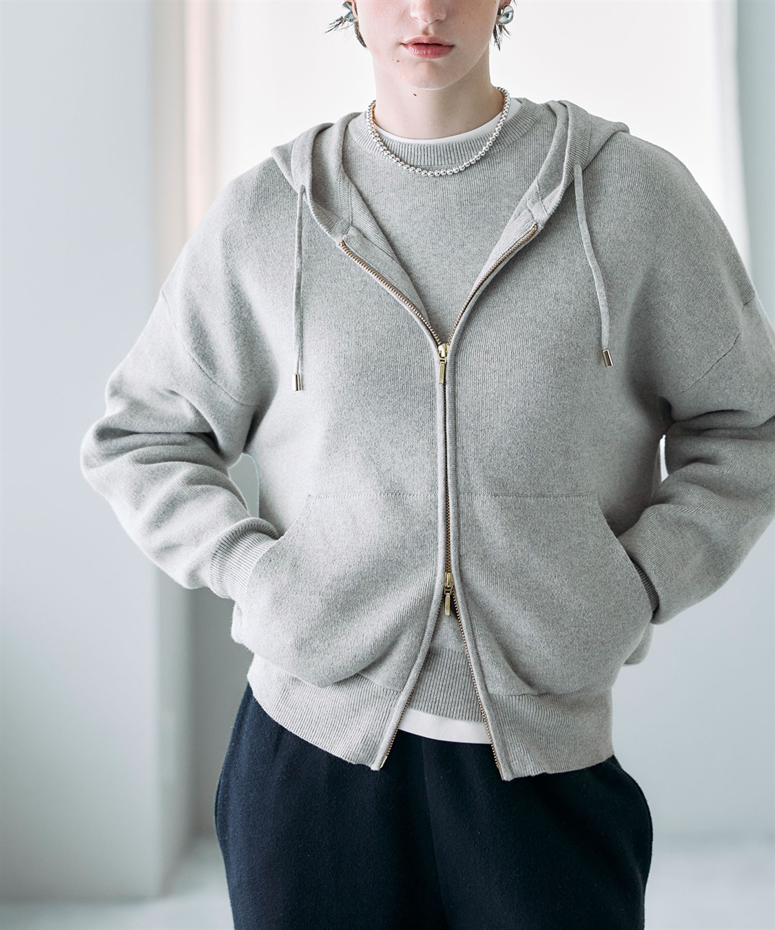 N.O.R.C コットンカシミヤニットジップフーディー_sub_5