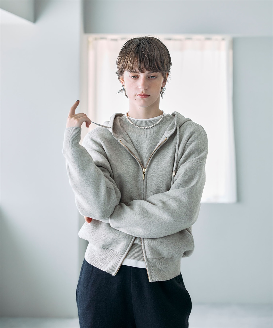 N.O.R.C コットンカシミヤニットジップフーディー_sub_7