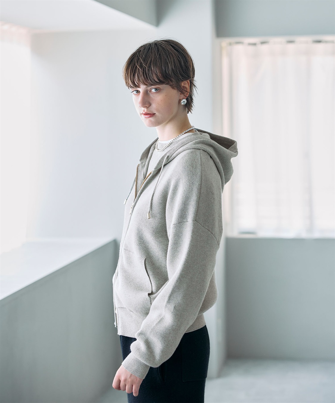 N.O.R.C コットンカシミヤニットジップフーディー_sub_9