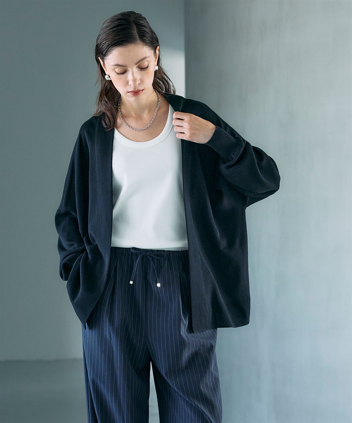 N.O.R.C シルクコットンニットカーディガン_sub_1