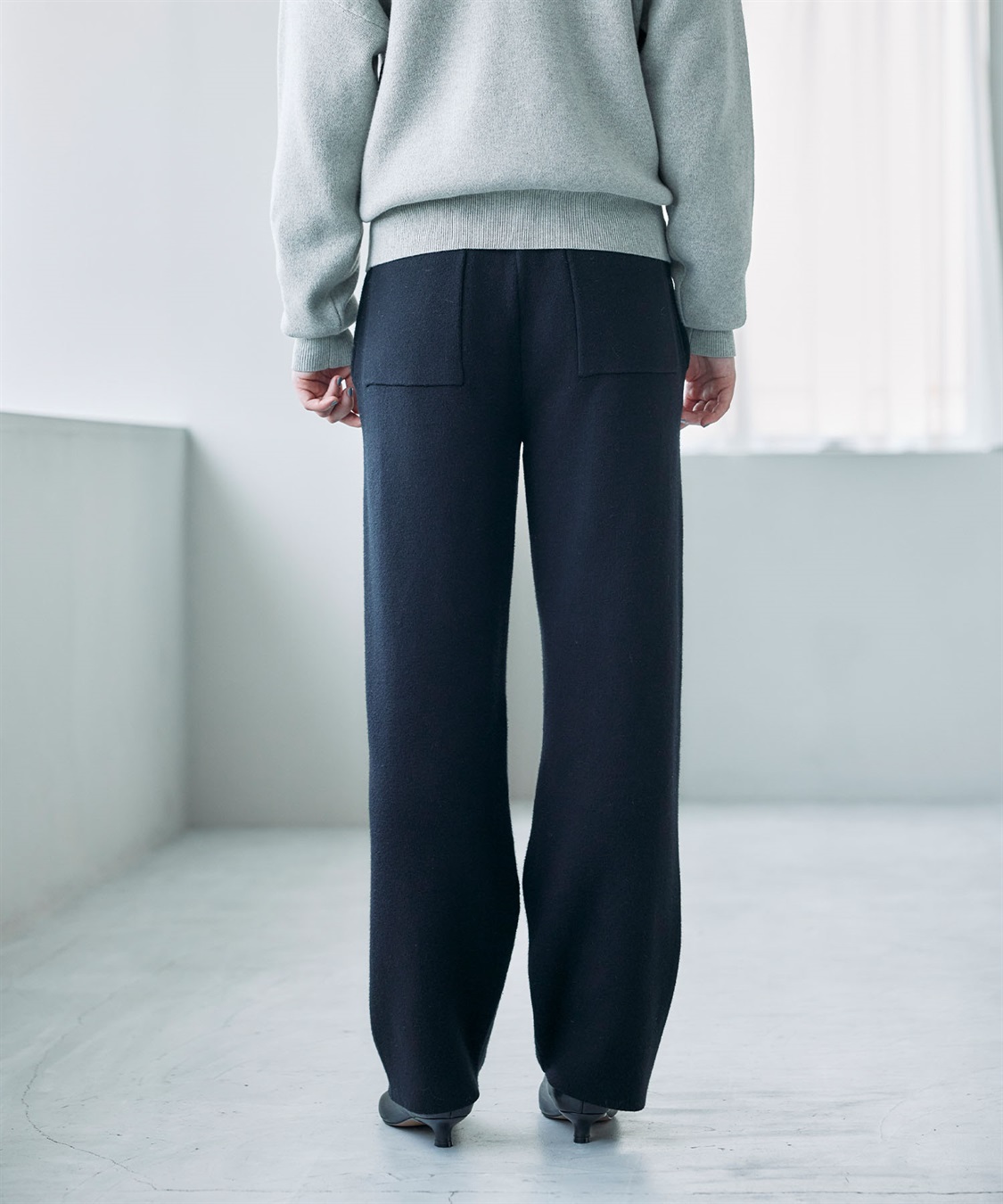 N.O.R.C コットンカシミヤニットワイドテーパードパンツ_sub_6