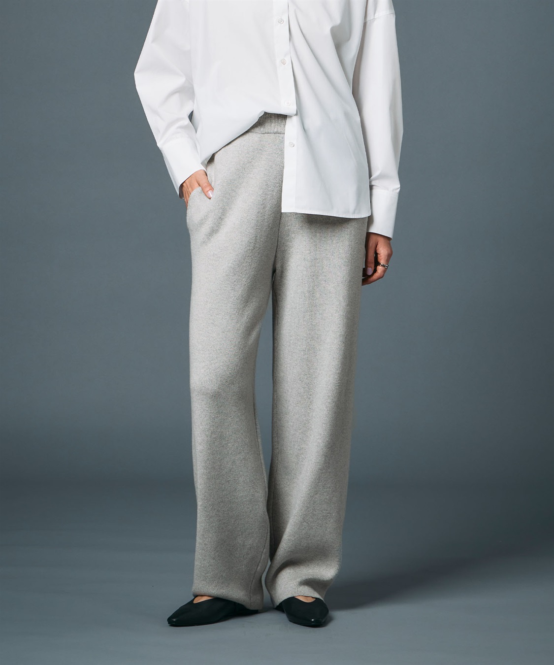 N.O.R.C コットンカシミヤニットワイドテーパードパンツ_sub_7