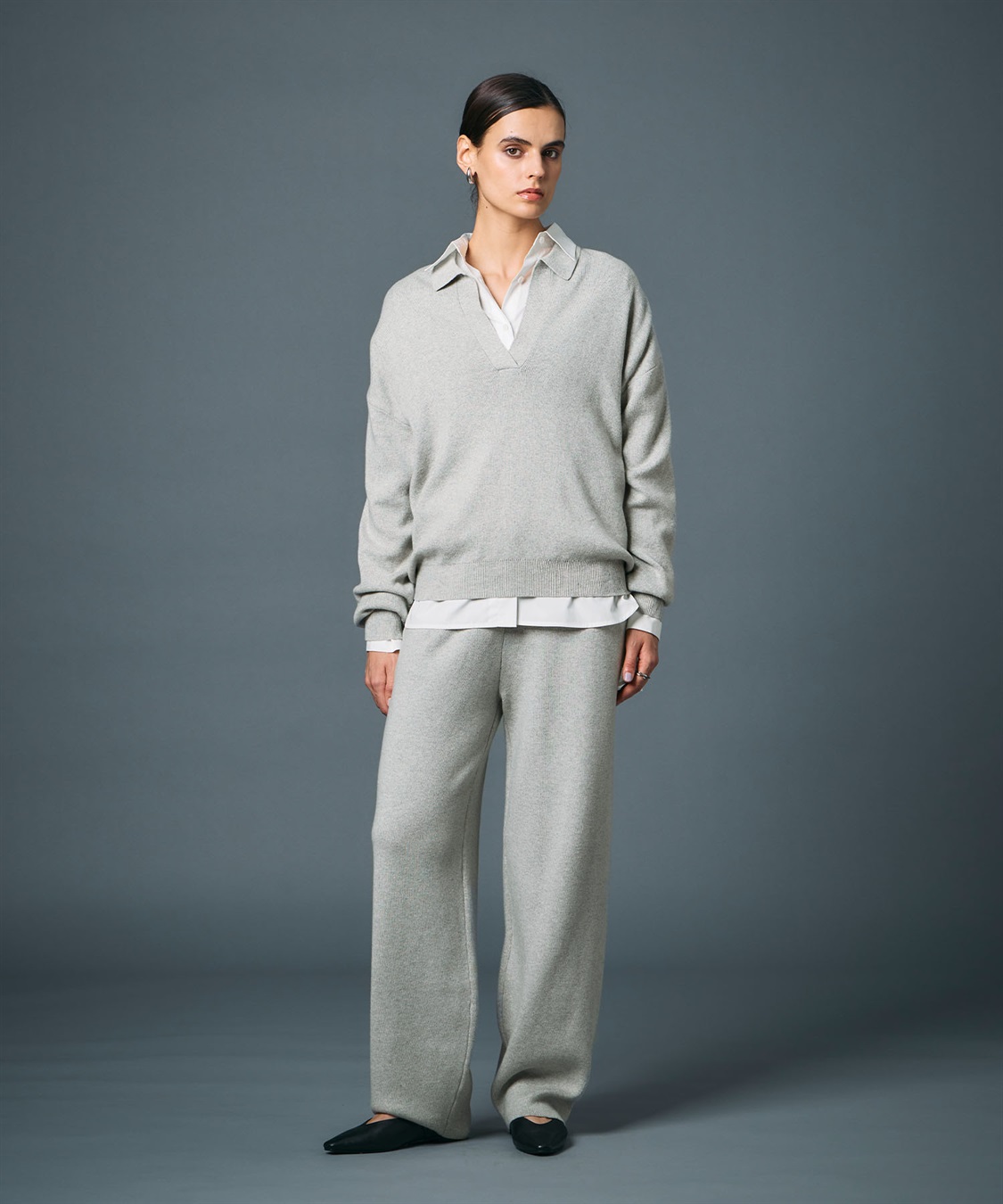 N.O.R.C コットンカシミヤニットワイドテーパードパンツ_sub_8