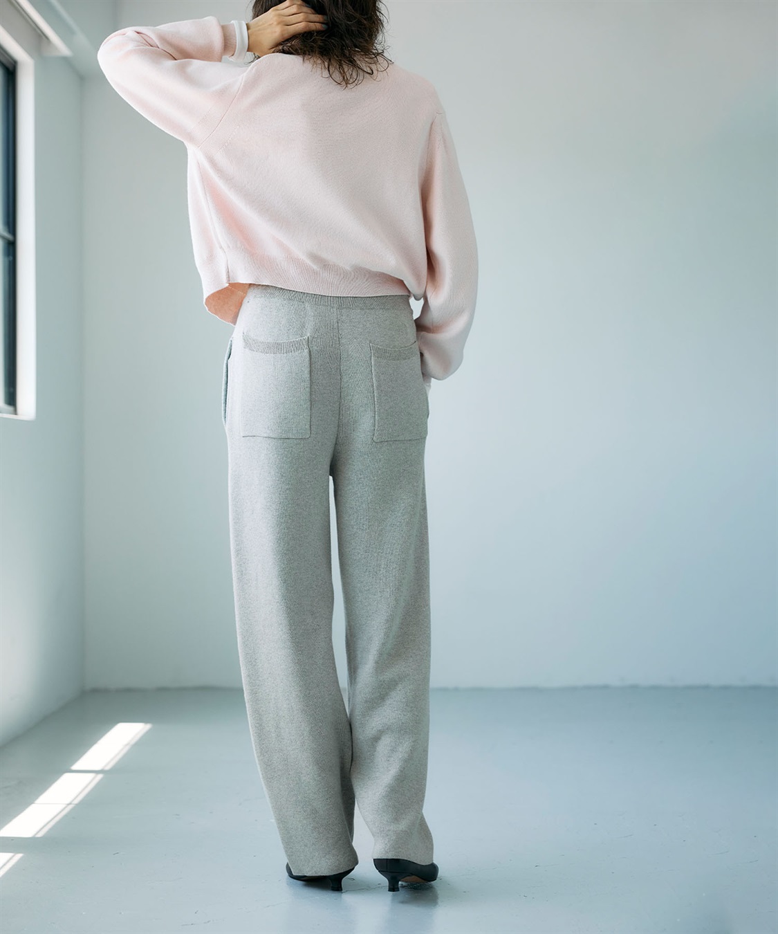 N.O.R.C コットンカシミヤニットワイドテーパードパンツ_sub_13