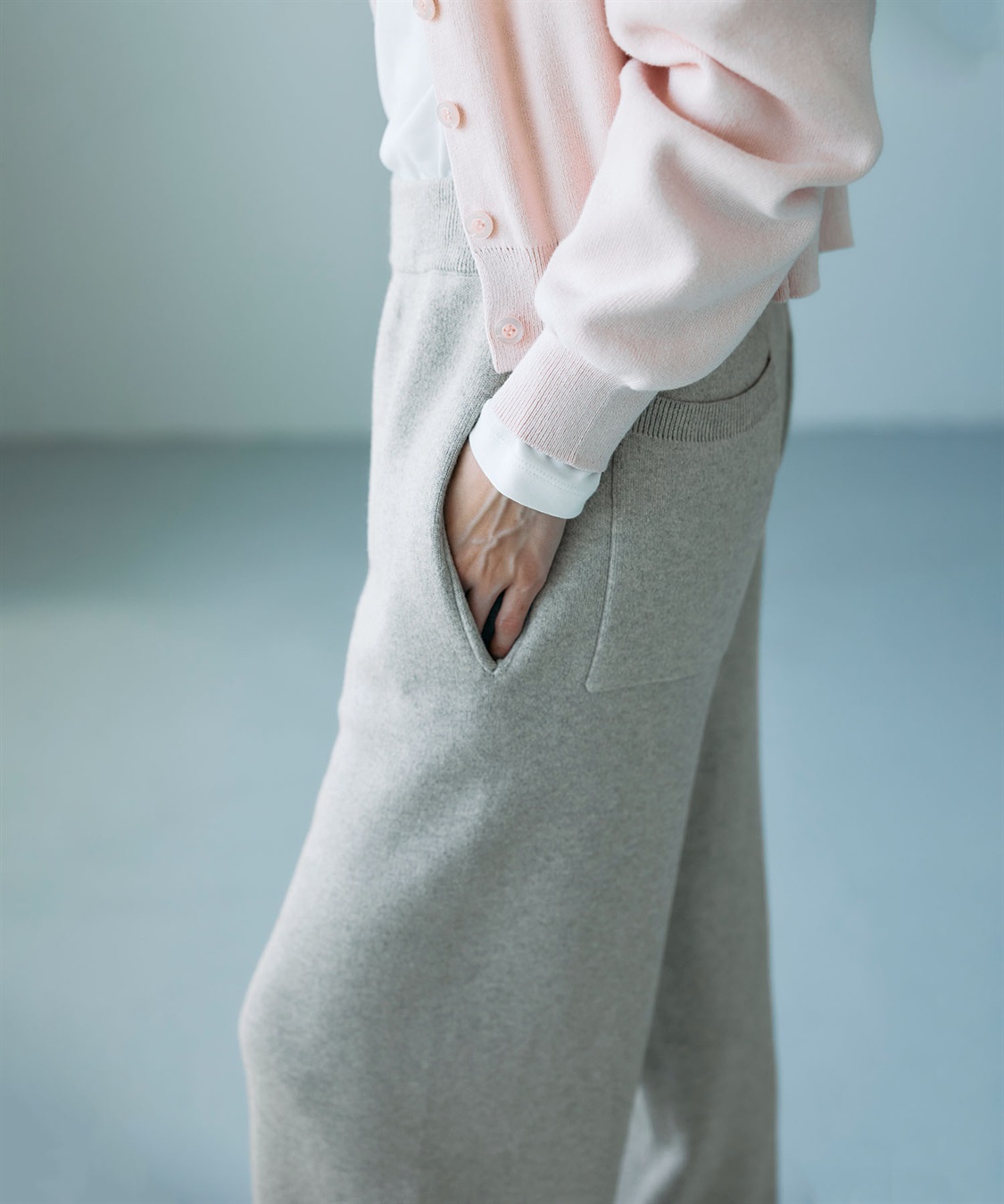 N.O.R.C コットンカシミヤニットワイドテーパードパンツ_sub_14