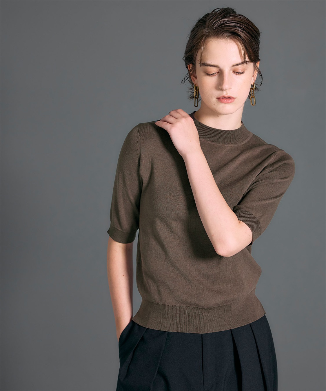 シルクコットンハーフスリーブトップス N.O.R.C｜クロスプラス公式通販