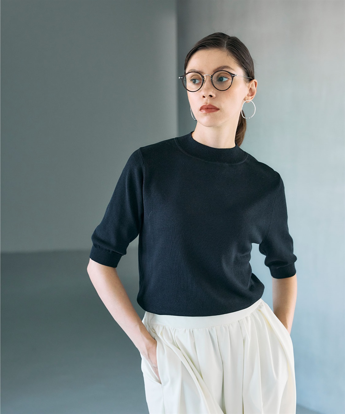 N.O.R.C シルクコットンハーフスリーブトップス_sub_3