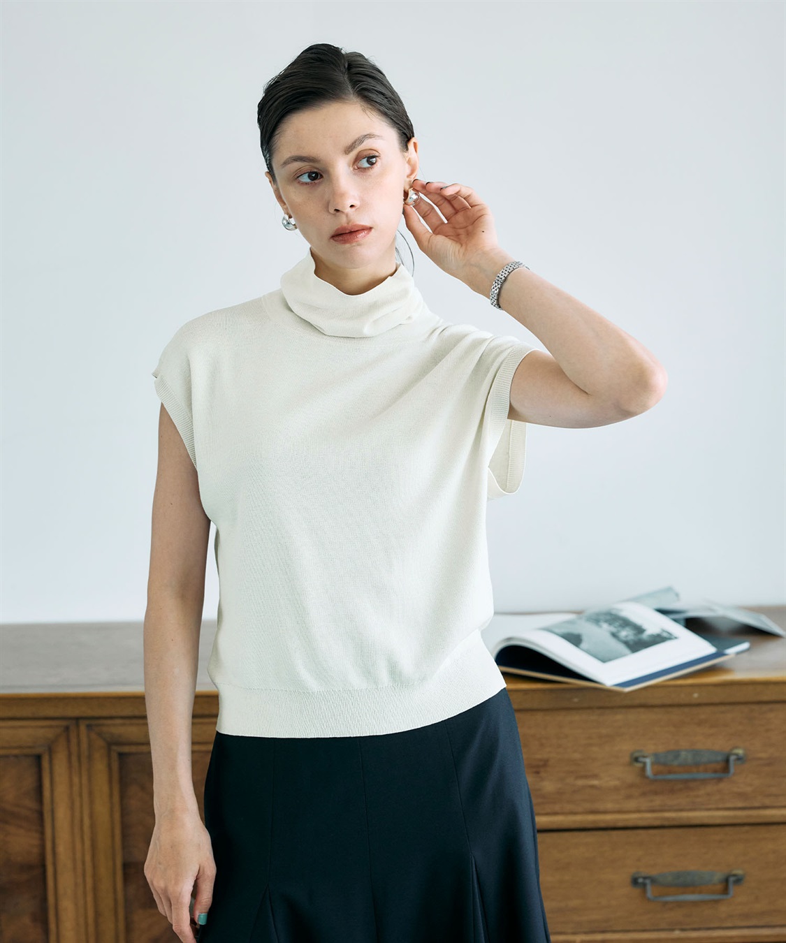 N.O.R.C シルクコットンオフタートルニット_sub_2